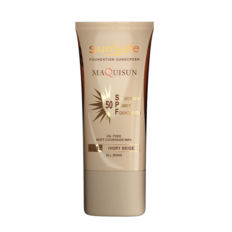 ضد آفتاب کرم پودری و پرایمری مکیسان SPF 50 مدل بژ عاجی