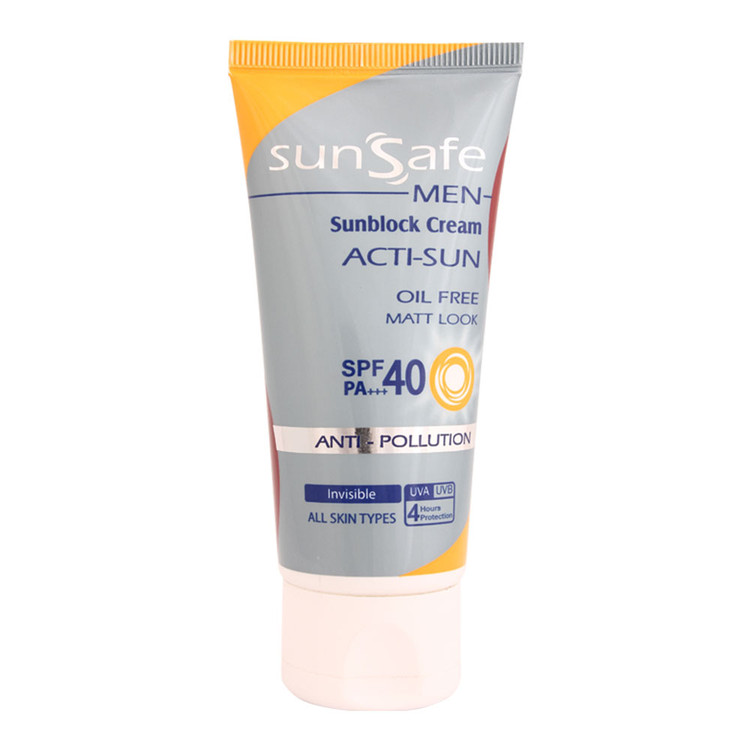 کرم ضد آفتاب بی رنگ آقایان SPF 40 سان سیف