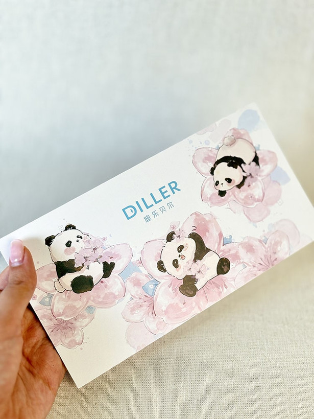 ست کادویی مینی فلاسک و جاسوییچی و چتر برندDILLER طرح پاندا