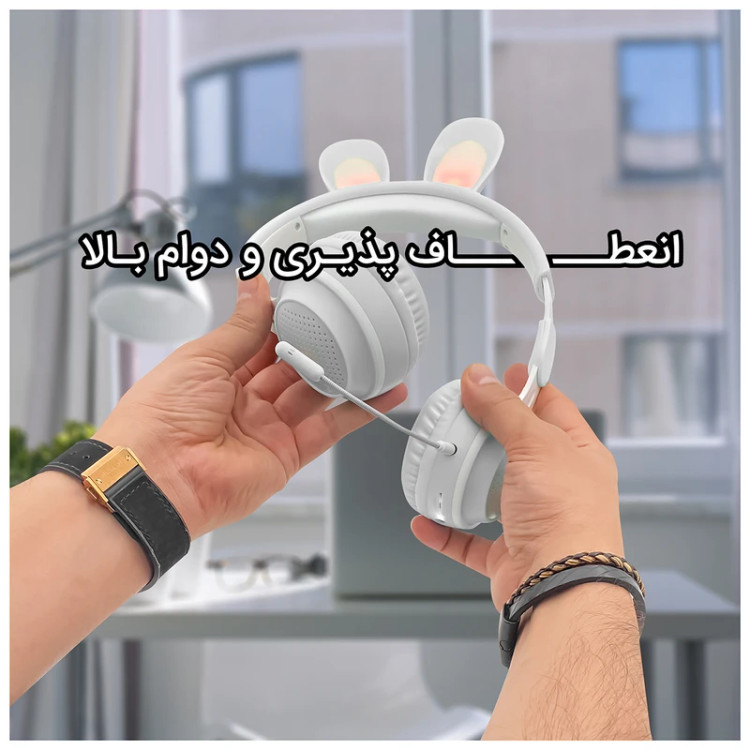 هدفون و هدست بلوتوثی میکروفون دار مدل KE-11 طرح Rabbit